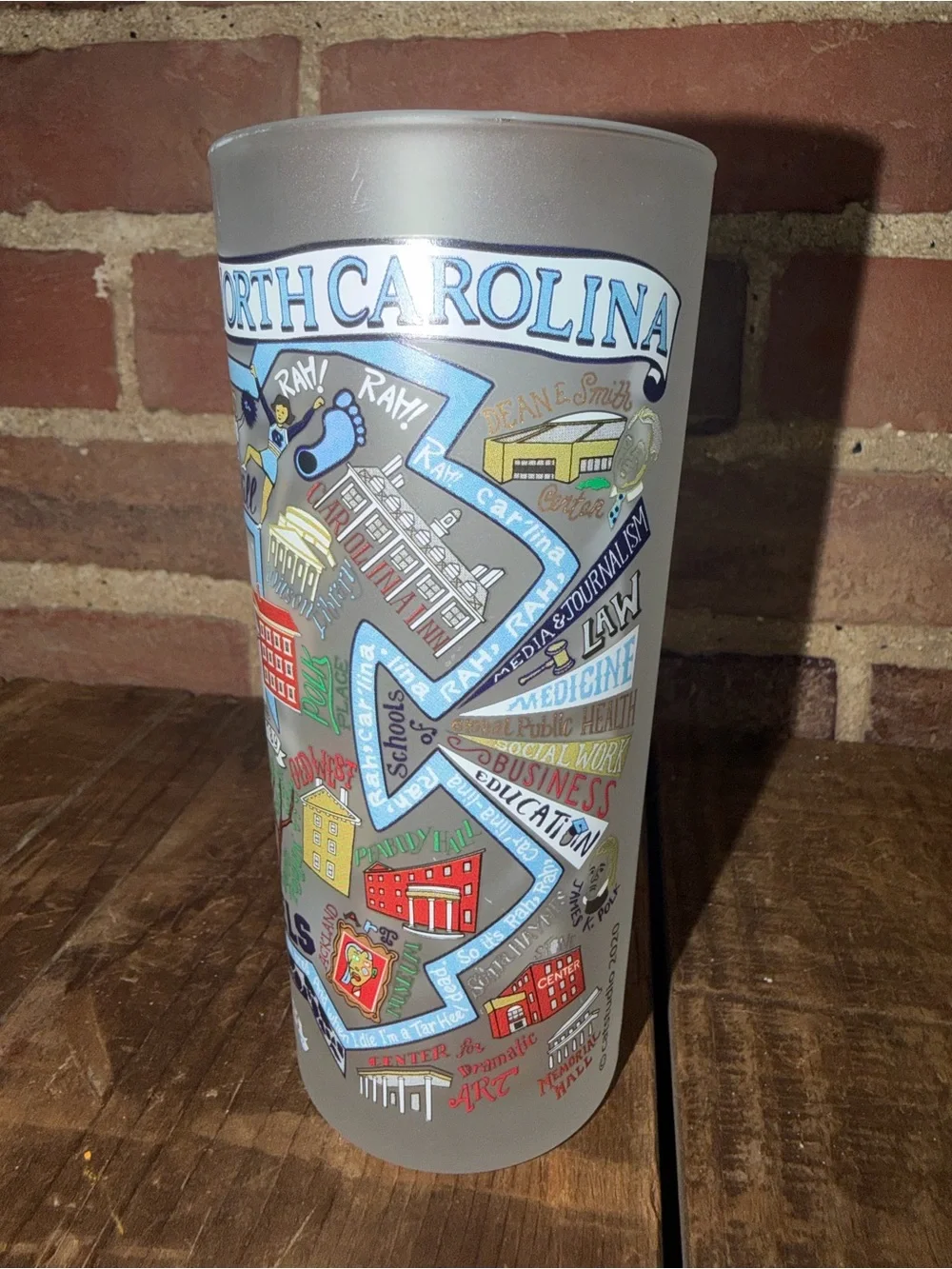 University of North Carolina Tar Heels 2 Frosted Glass Souvenir Academic Sports